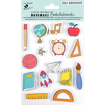 Little Birdie Handmade Embellishments 11/Pkg-School Essentials