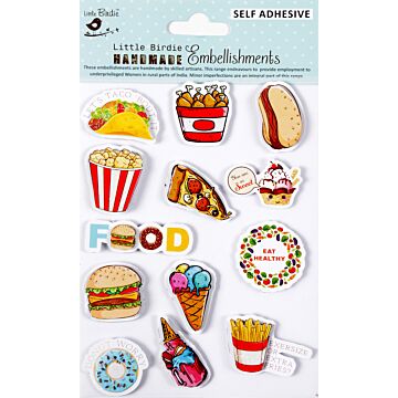 Little Birdie Handmade Embellishments 11/Pkg-Yummy Foods