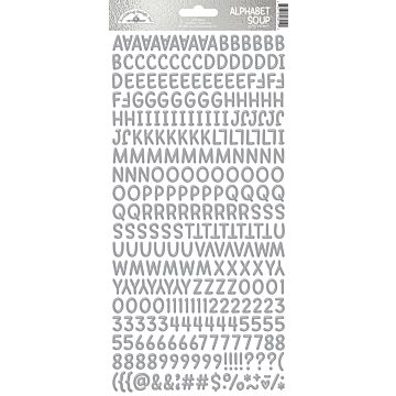 Doodlebug Puffy Stickers-Silver Alphabet Soup, Hello Again