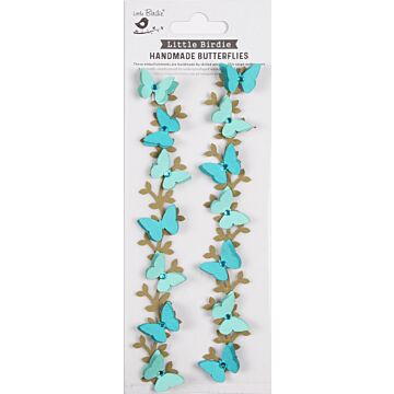 Little Birdie Jewel Butterfly Vine Embellishment 2/Pkg-Off Blue