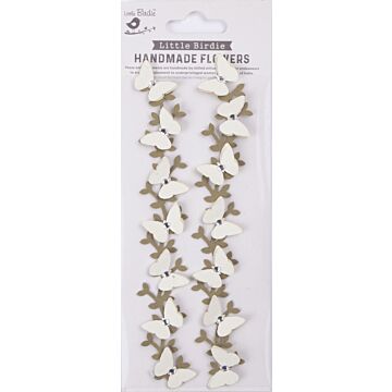 Little Birdie Jewel Butterfly Vine Embellishment 2/Pkg-Off White