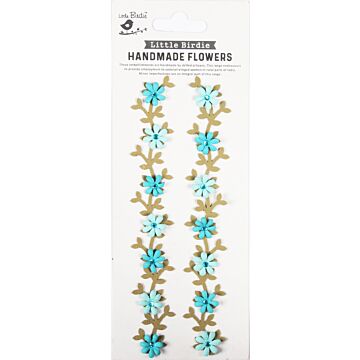 Little Birdie Jewel Floral Vine Embellishment 2/Pkg-Blue