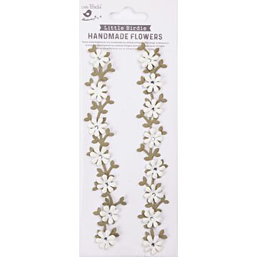 Little Birdie Jewel Floral Vine Embellishment 2/Pkg-White