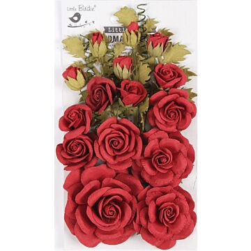 Little Birdie Annis Paper Flowers 21/Pkg-Cardinal Red