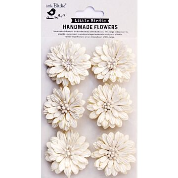 Little Birdie Astra Paper Flowers 6/Pkg-Ivory Pearl