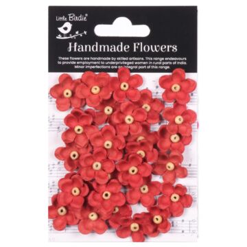 Little Birdie Beaded Blooms Paper Flowers 30/Pkg-Cardinal Red