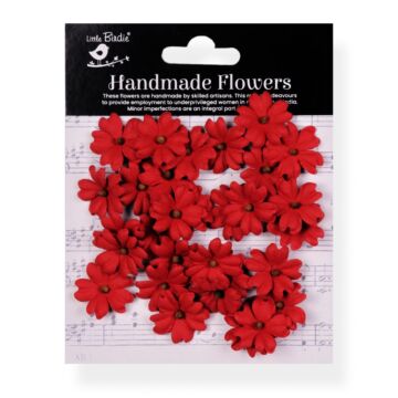 Little Birdie Carin Paper Flowers 30/Pkg-Cardinal Red