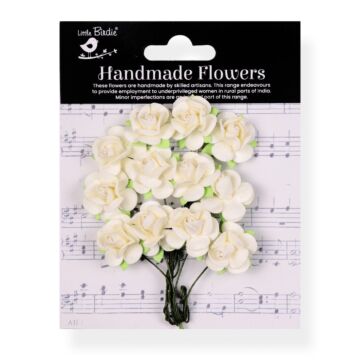 Little Birdie Catalina Paper Flowers 12/Pkg-Ivory Pearl