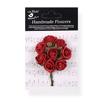 Little Birdie Charlie Paper Flowers 8/Pkg-Cardinal Red