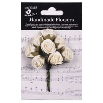 Little Birdie Charlie Paper Flowers 8/Pkg-Ivory Pearl