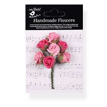 Little Birdie Charlie Paper Flowers 8/Pkg-Precious Pink