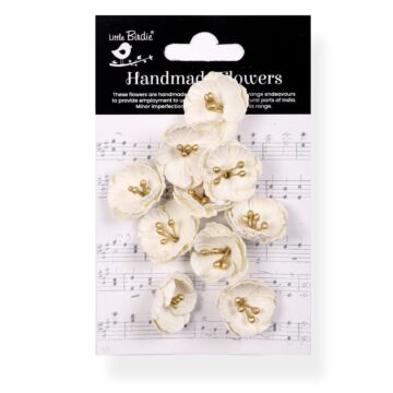 Little Birdie Embossed Daisies Paper Flowers 12/Pkg-Ivory Pearl