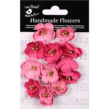 Little Birdie Embossed Daisies Paper Flowers 12/Pkg-Precious Pink