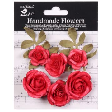 Little Birdie Foina Paper Flowers 8/Pkg-Cardinal Red