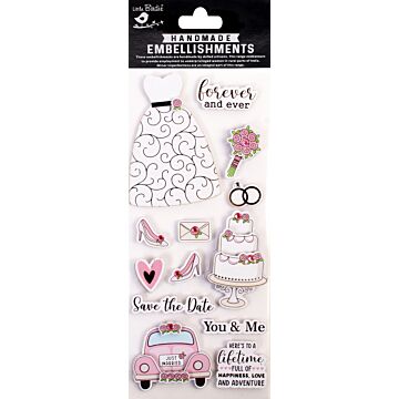 Little Birdie Glitter Handmade Embellishment 13/Pkg-Forever & Ever