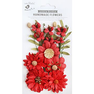 Little Birdie Heleen Paper Flowers 12/Pkg-Cardinal Red
