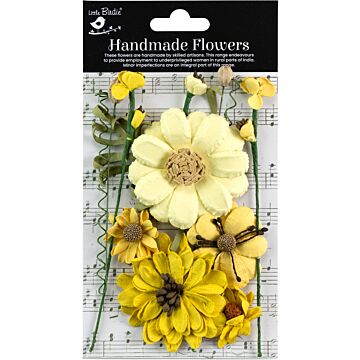 Little Birdie Heleen Paper Flowers 12/Pkg-Sunshine