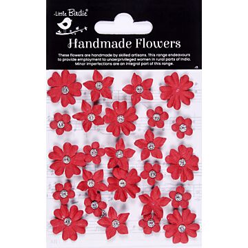 Little Birdie Karolina Paper Flowers 25/Pkg-Cardinal Red