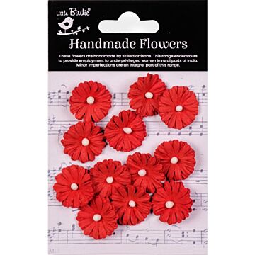 Little Birdie Larisa Paper Flowers 12/Pkg-Cardinal Red