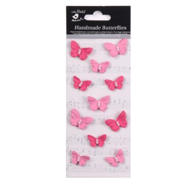 Little Birdie Pearl Butterflies 11/Pkg-Precious Pink