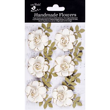 Little Birdie Pixie Rose Paper Flowers 6/Pkg-Ivory Pearl