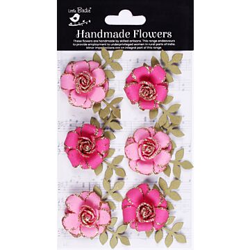 Little Birdie Pixie Rose Paper Flowers 6/Pkg-Precious Pink