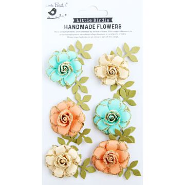 Little Birdie Pixie Rose Paper Flowers 6/Pkg-Sun & Rain