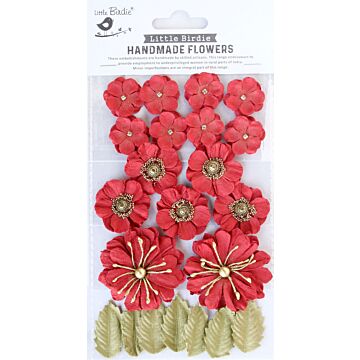 Little Birdie Renae Paper Flower 27/Pkg-Cardinal Red
