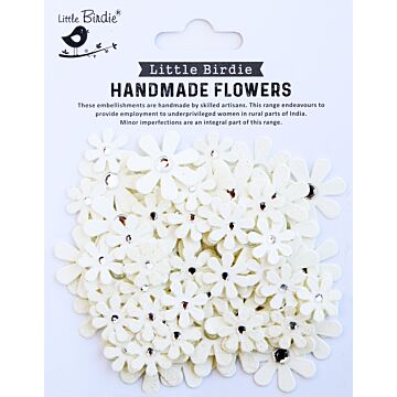 Little Birdie Sparkle Florettes Paper Flowers 80/Pkg-Ivory Pearl