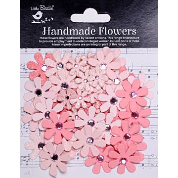 Little Birdie Sparkle Florettes Paper Flowers 80/Pkg-Pink Passion