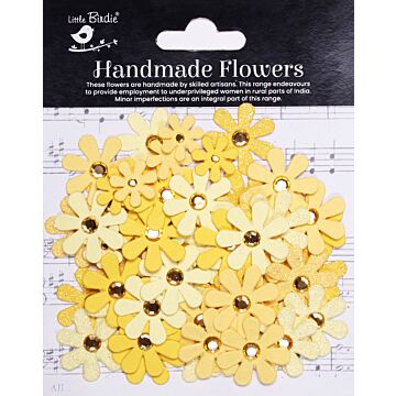 Little Birdie Sparkle Florettes Paper Flowers 80/Pkg-Sunshine