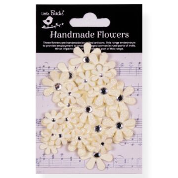 Little Birdie Sparkle Florettes Paper Flowers 30/Pkg-Ivory Pearl