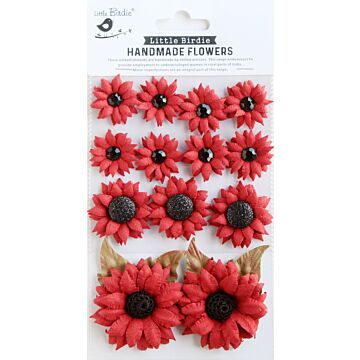 Little Birdie Sunny Flora Paper Flowers 13/Pkg-Cardinal Red