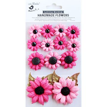 Little Birdie Sunny Flora Paper Flowers 13/Pkg-Precious Pink