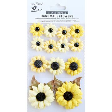 Little Birdie Sunny Flora Paper Flowers 13/Pkg-Sunshine