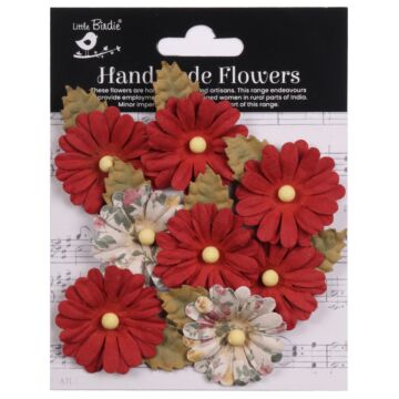 Little Birdie Valerie Paper Flowers 8/Pkg-Cardinal Red