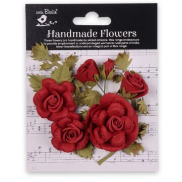 Little Birdie Vida Paper Flowers 8/Pkg-Cardinal Red