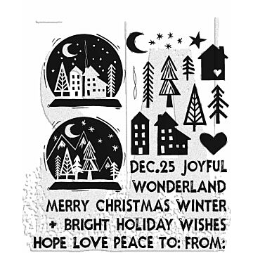 Tim Holtz Cling Stamps 7"X8.5" - Festive Print by Tim Holtz