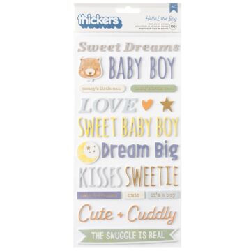 American Crafts Hello Little Boy Thickers Stickers 136/Pkg-Phrase