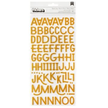 American Crafts April And Ivy Thickers Stickers 141/Pkg-Alpha, Gold Glitter