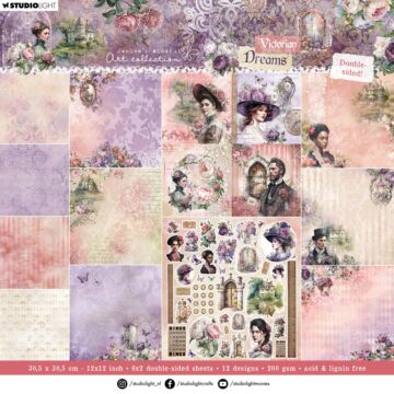Studio Light Jenine's Mindful Art Designer Paper Pad 12"X12"-Nr. 138, Victorian Dreams