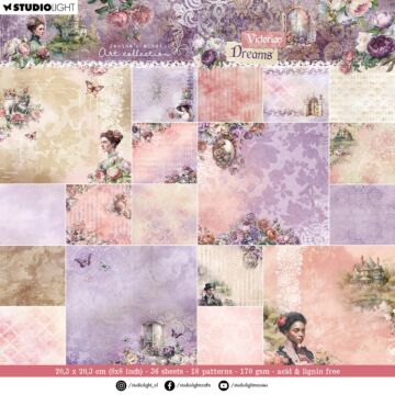 Studio Light Jenine's Mindful Art Designer Paper Pad 8"X8"-Nr. 139, Background Designs