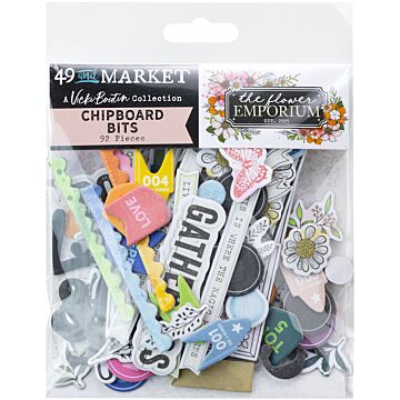 49 And Market Chipboard Bits 92/Pkg-The Flower Emporium