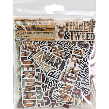 49 And Market Chipboard Set - Sentiments, Timber And Tweed by 49 and Market