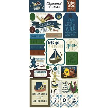 Echo Park - 6X13 Chipboard Phrases - Adventure Awaits