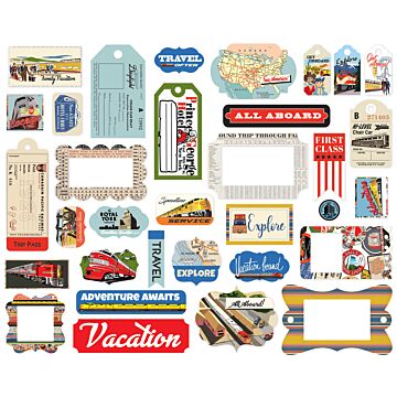 Carta Bella - All Aboard Frames and Tags Ephemera Die Cut Cardstock Pack
