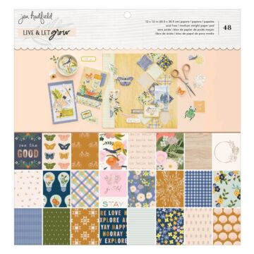 American Crafts 12X12 Paper Pad, Live and Let Grow by Jen Hadfield