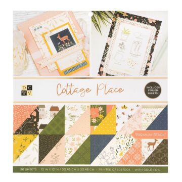 DCWV 12X12 Premium Paper Stack, Cottage Place (Gold Foil)