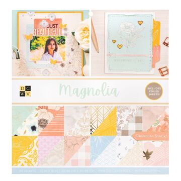 DCWV 12X12 Premium Paper Stack, Magnolia (Gold Foil)