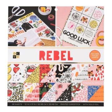 DCWV 12X12 Premium Paper Stack, Rebel (Gold Foil)